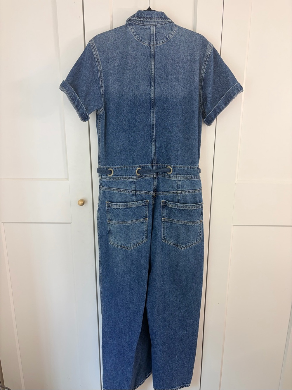 Free People We The Free Edison Coverall Blue Wide-Leg Denim Jumpsuit | M - Picture 5 of 7